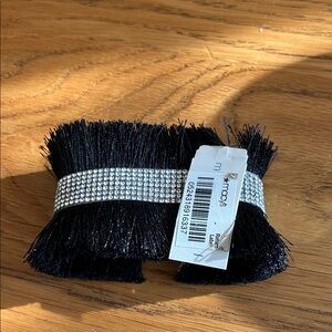 Macy's Black Fringe bracelet with Rhinestone Band